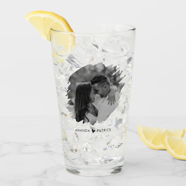 Customised Valentines Day Modern Photo Couple Glass (Front Ice)