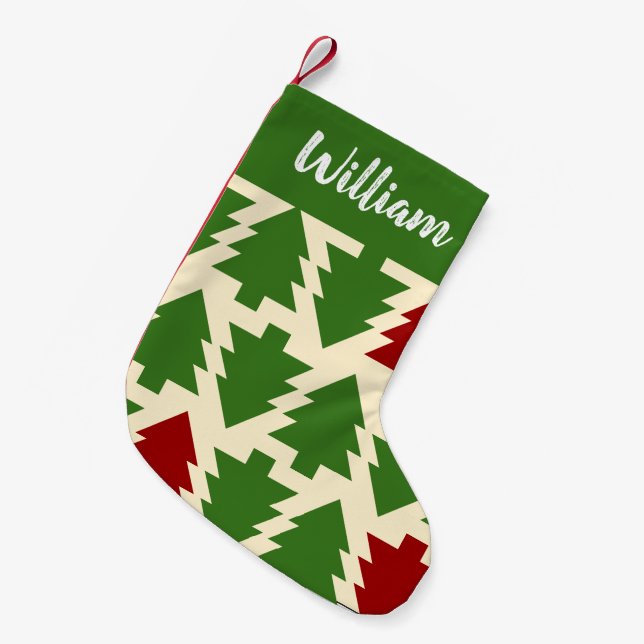Customised Vintage Christmas Tree Stocking (Front (Hanging))