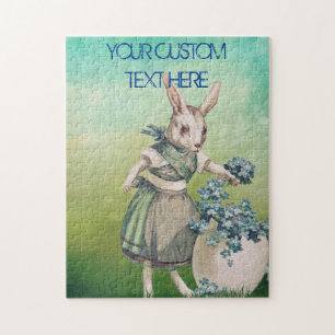 Customised Vintage EASTER Bunny Rabbit Rustic Jigsaw Puzzle