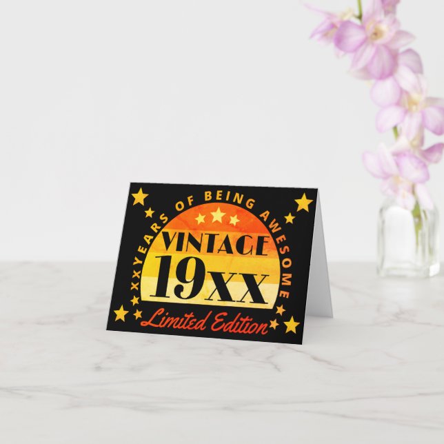 Customised Vintage Limited Edition Birthday Holida Card (Orchid)
