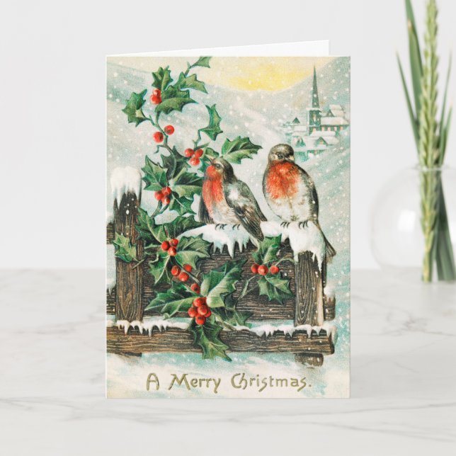 Customised Vintage Retro Christmas Greeting Card (Front)