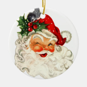 Customised Vintage Santa Tree Ceramic Tree Decoration