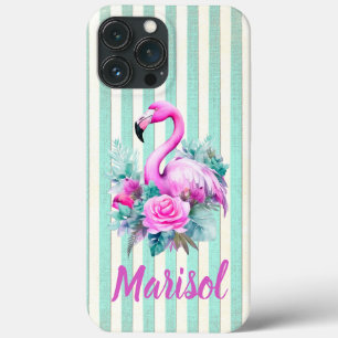 Customised Vintage Tropical Pink Flamingo iPhone 13 Pro Max Case