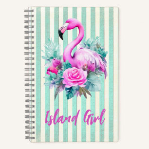 Customised Vintage Tropical Pink Flamingo  Notebook