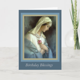 Customised Virgin Madonna Mary with rose Card