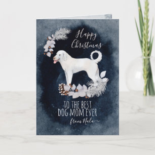 Customised Watercolor Akbash Mum Christmas Holiday Card