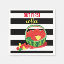 customised watermelon basket on striped background