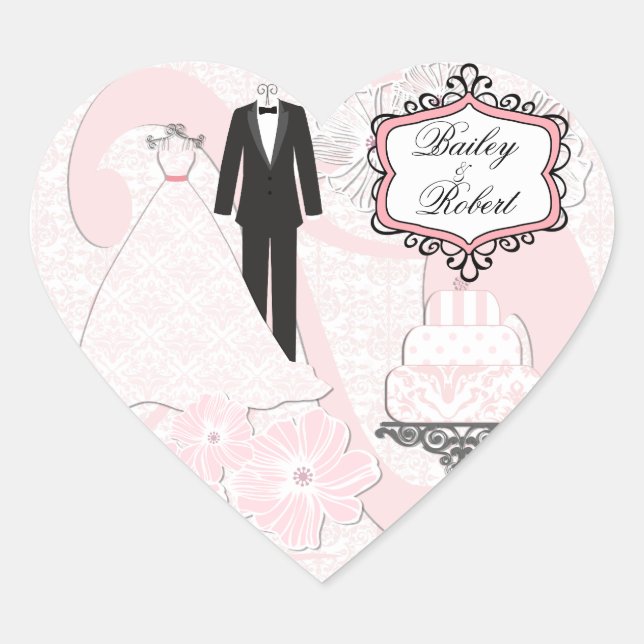 Customised Wedding Attire Heart Stickers (Front)