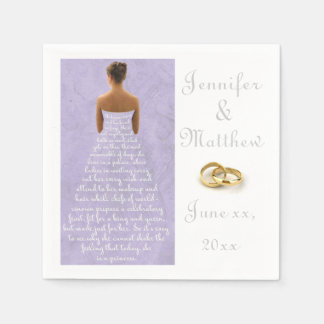 Customised Wedding Dress and Gold Wedding Rings Na Napkin