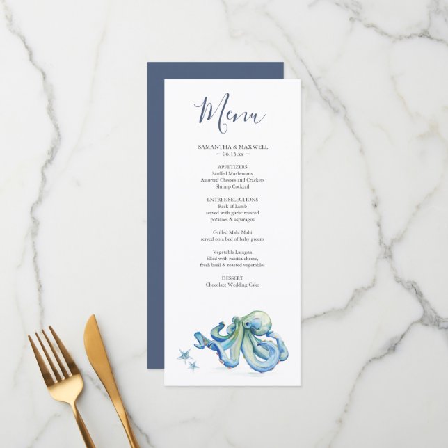 Customised Wedding Menu Designs Beach Weddings (Front/Back In Situ)