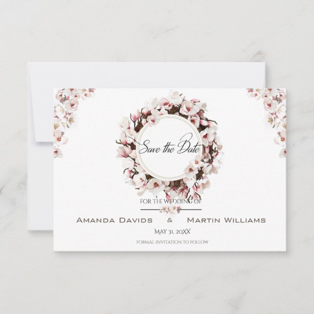 Customised Wedding Spring Blossom Save the Date (Front)