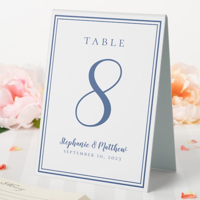 Customised Wedding Table Number Classic Blue White (In SItu (Wedding))