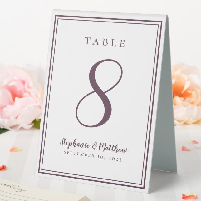 Customised Wedding Table Number Purple White (In SItu (Wedding))