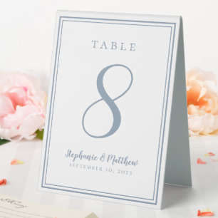 Customised Wedding Table Number Simple Dusty Blue
