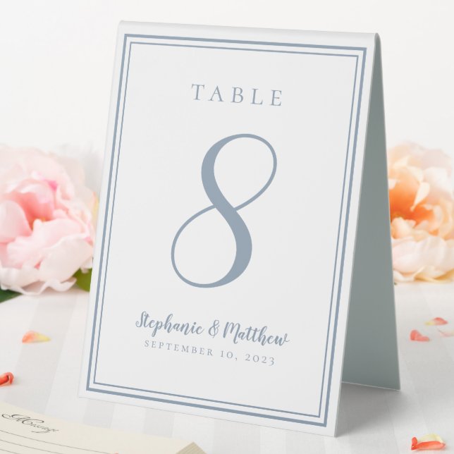 Customised Wedding Table Number Simple Dusty Blue (In SItu (Wedding))