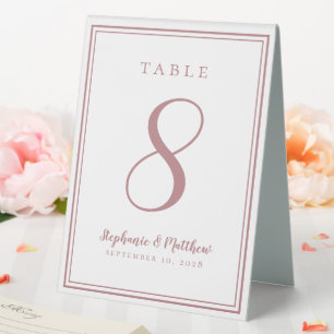 Customised Wedding Table Number Simple Dusty Rose 