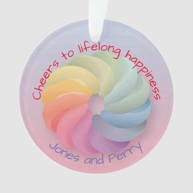 Customised Wedding Wish Soft Colourful Gift Ornament (Front)