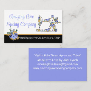Customised Whimsical Floral Sewing Machine Business Card