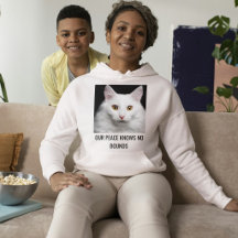 Customised White Cat Ash And Black Text Pet Photo