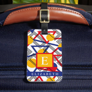 Customised White Yellow Red Blue Geometric Luggage Tag