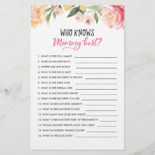 Customised Who knows Mummy Best? Baby Shower Game