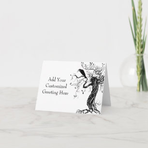 Customised Wicca Witchy Monochrome Greeting Card