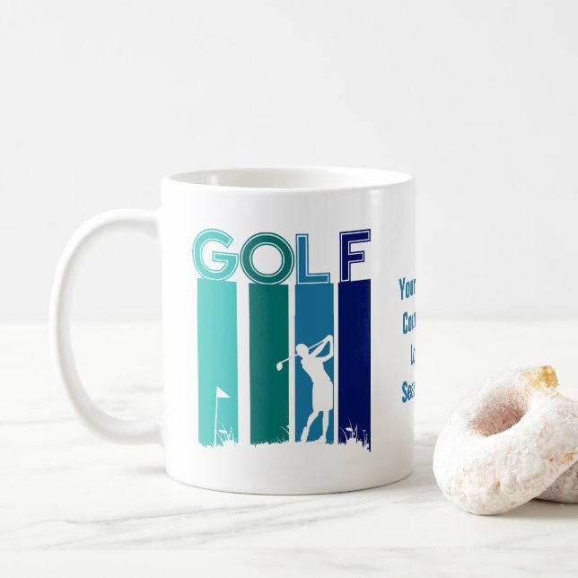 Customised Woman Golfer Coffee Mug (With Donut)