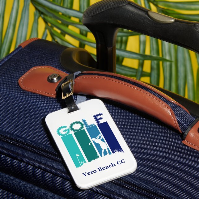 Customised Woman Golfer Luggage Tag (Front Insitu 1)
