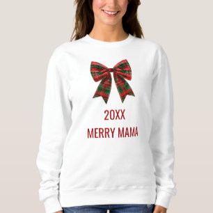 Customised Women's Christmas Plaid Green Red Bow Sweatshirt