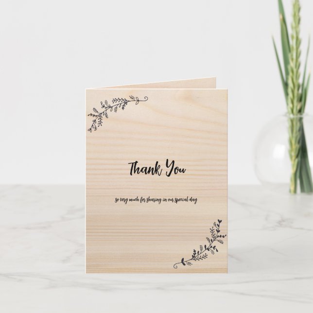Customised Wooden Thank You from Couple Fold Card (Front)