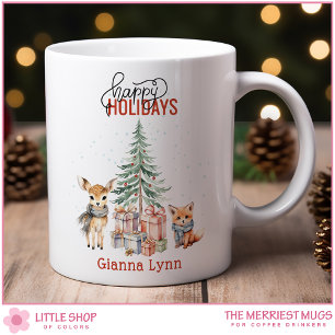 Customised Woodland Animals Christmas Coffee Mug