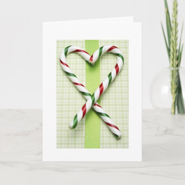 Customised Xmas Greeting Cards Candy Cane Hearts (Front)
