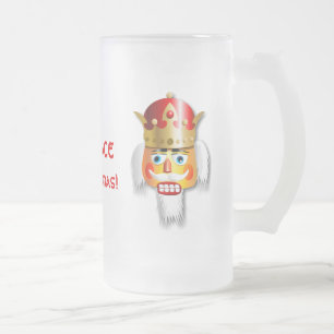 Customised Xmas Nutcracker King Frosted Glass Beer Mug