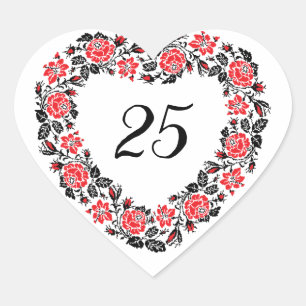 Customised year of anniversary. Heart of flowers Sticker