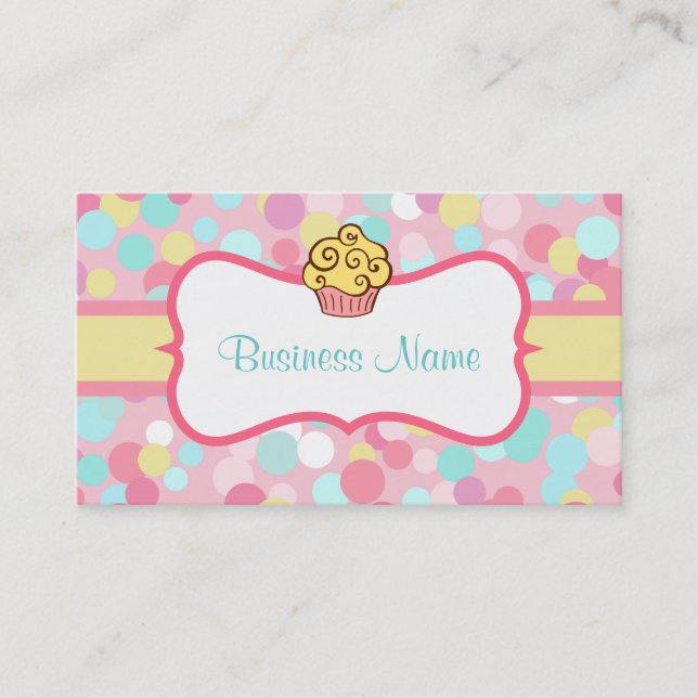 Customised Yellow Cupcake Business Card (Front)
