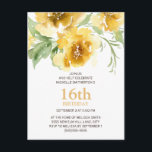 Customised Yellow Floral 16th Birthday Postcard<br><div class="desc">Cute,  girly,  and feminine yellow watercolor flowers and green leaves customised 16th birthday party invitation for teen girls.  You can change the text on this card for a birthday party for any age you are celebrating.</div>