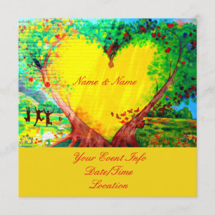 customised yellow heart invitation