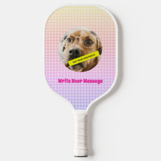 Customised Your Dog Photo Message PInk Pickleball Paddle