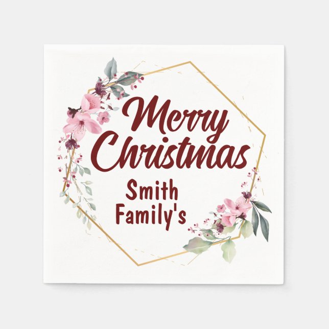 Customised Your Merry Christmas Classic Monogram. Napkin (Front)