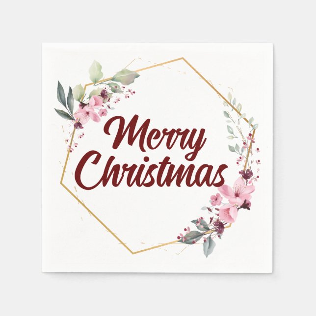 Customised Your Merry Christmas Classic Monogram. Napkin (Front)