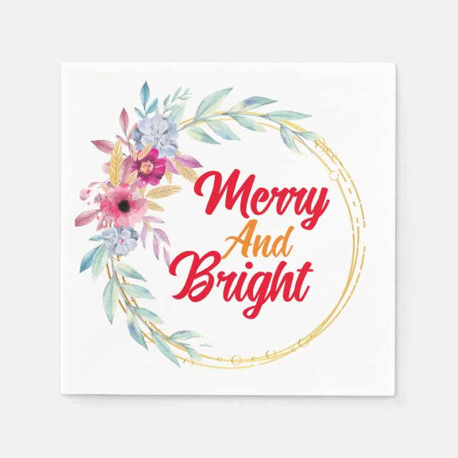 Customised Your Merry Christmas Classic Monogram. Napkin (Front)