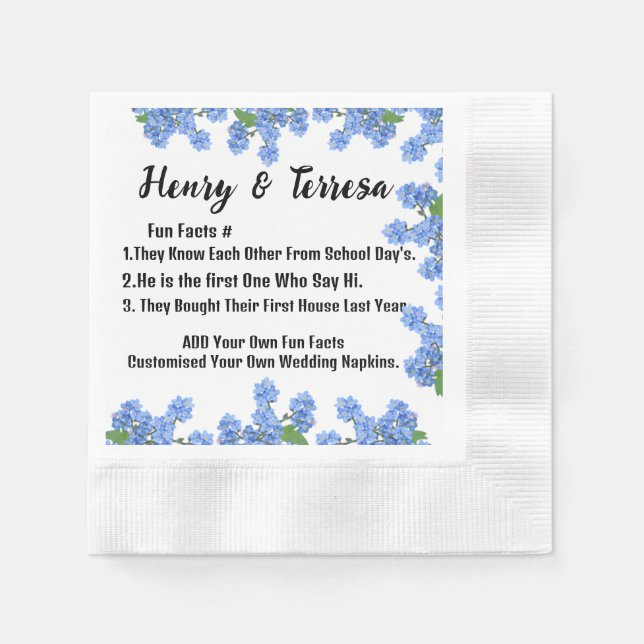 Customised Your Own Name Wedding Monogram Paper. Napkin (Front)