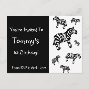 Customised Zebra Party Invitations