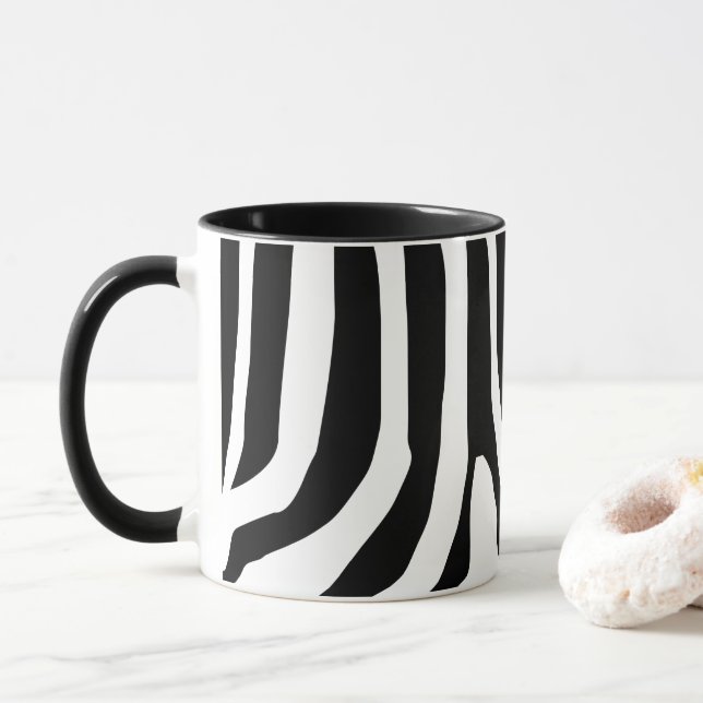 Customised Zebra Print Stripes Pattern Mug (With Donut)