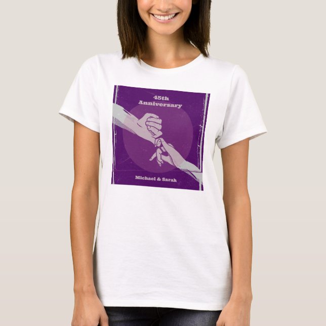 Customiz anniversary romantic couple holding hands T-Shirt (Front)
