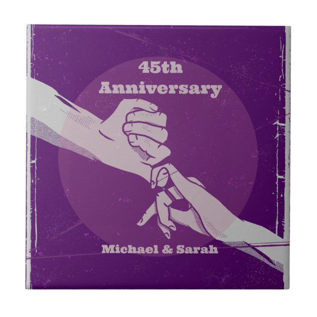 Customiz anniversary romantic couple holding hands tile (Front)