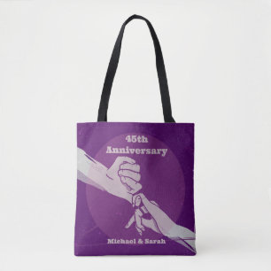 Customiz anniversary romantic couple holding hands tote bag