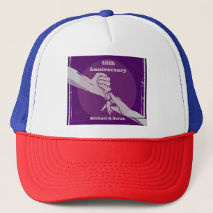 Customiz anniversary romantic couple holding hands trucker hat