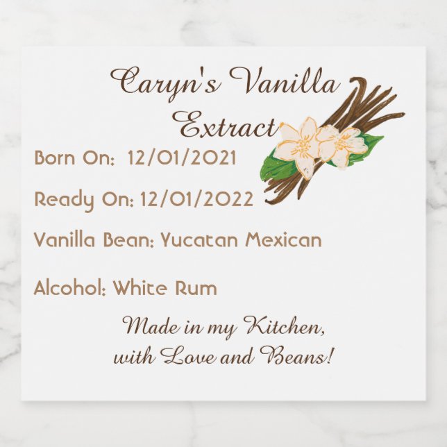 Customizabel Vanilla Extract Labels (Single Label)