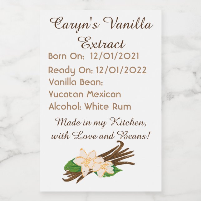 Customizabel Vanilla Extract Labels (Single Label)